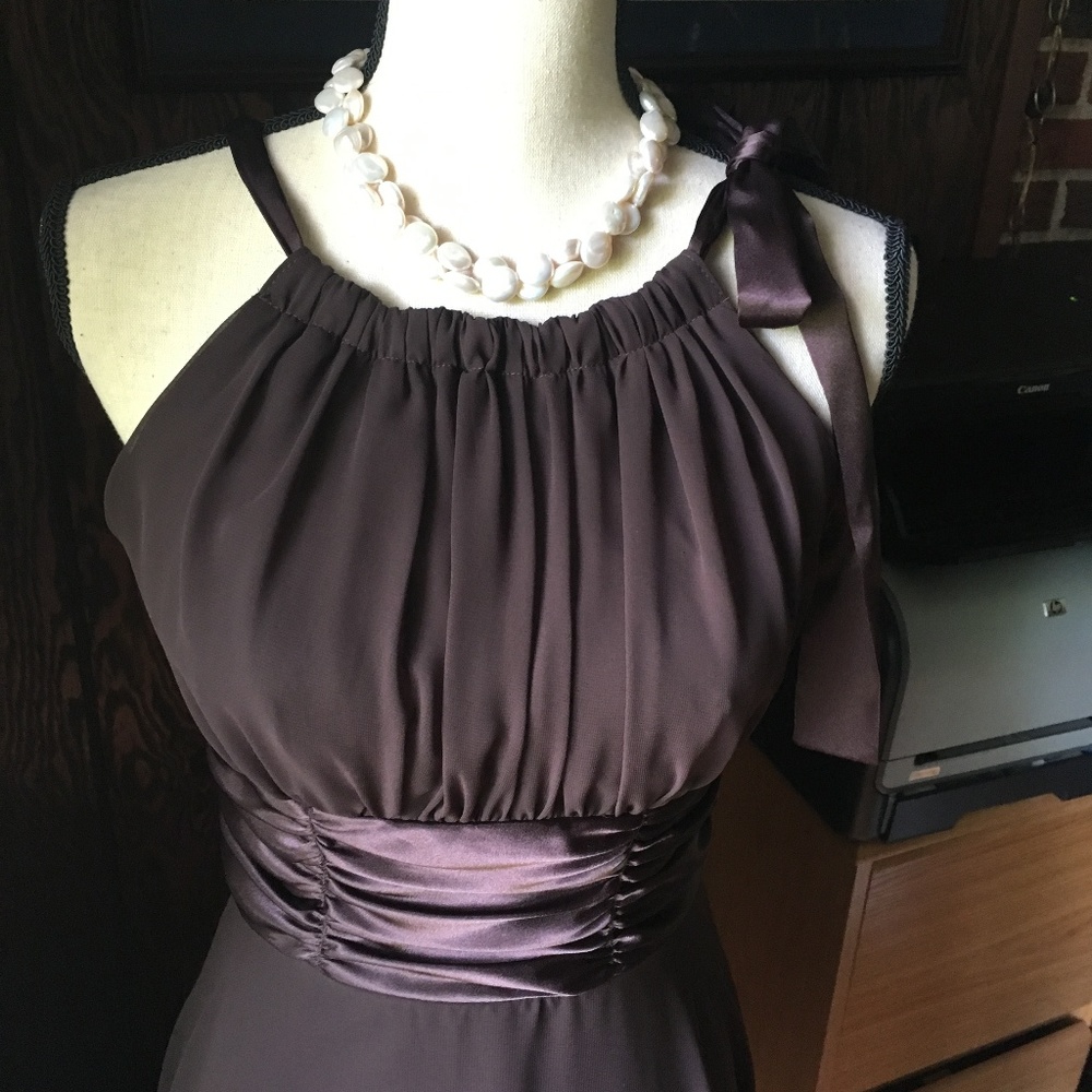 Connected Apparel Brown Fit & Flare Party Dress
